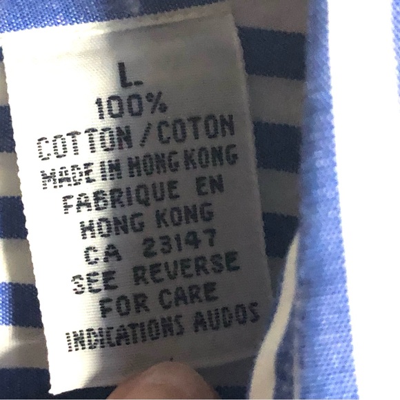 Talbots Vintage Blue and White Striped Button-Up Shirt - Picture 4 of 6